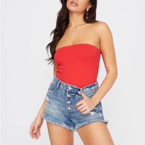 SWS Charlotte Russe Button Up High Rise Distressed Jean Shorts Size 7 Junior's